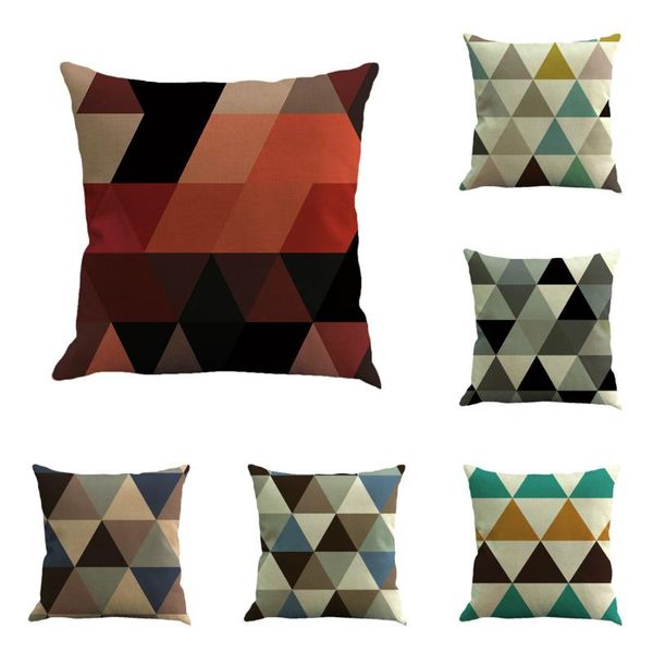 

triangular geometry 1pc (no filling) pattern linen cotton throw pillowcases couch home decorative cushion/decorative pillow