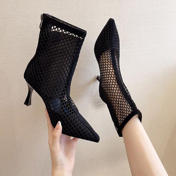 

boots shoes woman flat round toe luxury designer low mid calf pointy sandals rubber elegant fashion ladies high, Black