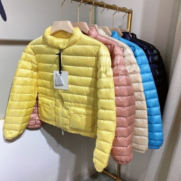

wind warm winter 21 years simple and generous double pocket small stand collar candy 6-color white goose short down et, Black
