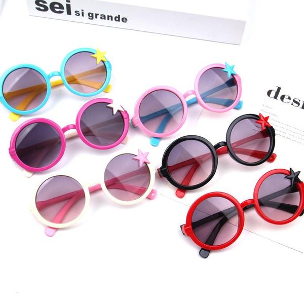 

sunglasses 2021 retro round star for kids uv400 protection sun glasses korean style cute outdoor eyewear, Blue