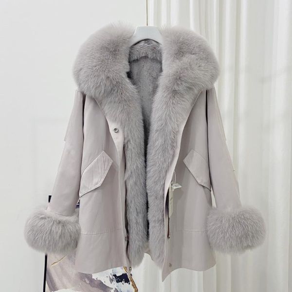 

women's fur & faux pie overcomes the 2021 winter female rex real liner detachable short warm coat women, Black