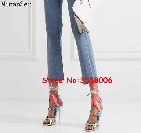 

cut-outs mesh lady sandal boots butterfly laser cross strap lace up thin heels sandals peep toe patchwork high woman shoes, Black