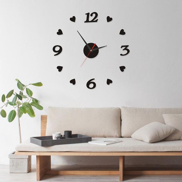 

creative wood clock diy european wall stick decorative silent clocks