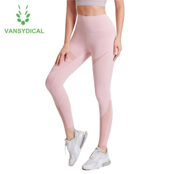 

vansydical 2021 women yoga pants high-waist mesh gym running tights stretchy fitness training workout jogging sports leggings outfits, White;red