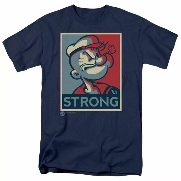 

Popeye Strong T Shirt Mens Sailor Man Licensed IDW Comics Tee Navy, White;black