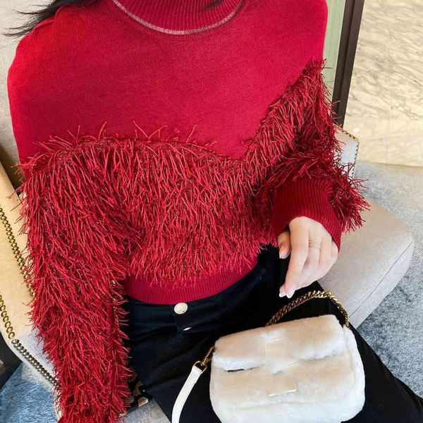 

women's sweaters autumn and winter luxury designer fashion tassel long sleeve round neck knitted ladies nbkq, White;black