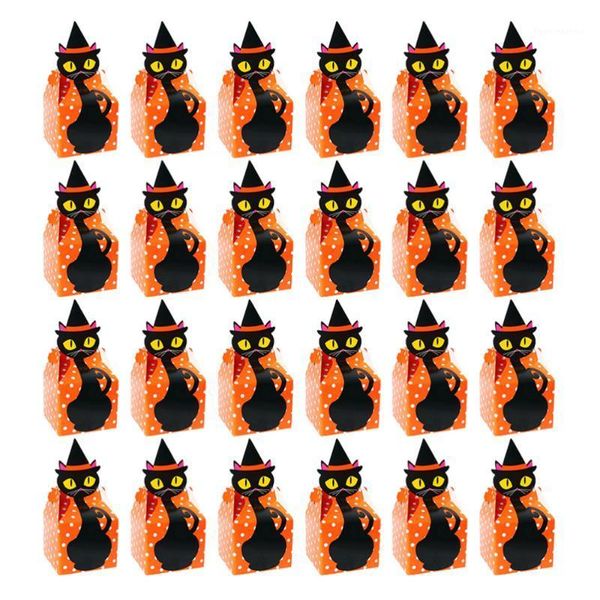 

gift wrap 25pcs halloween candy cookie box black cat storage for party1