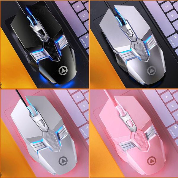 

mice 3200dpi adjustable usb wired mouse 6 keys ergonomic design gaming game macro programming computer optical glowing