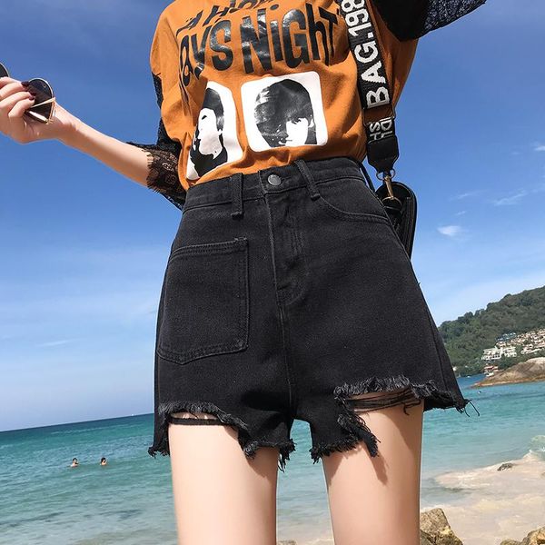 

women's jeans 2021 summer spring denim female loose korean students wide leg edge was thin a word super shorts jfmhrx woman, Blue