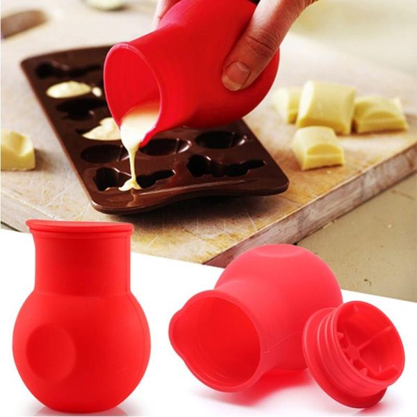 

baking & pastry tools 1pcs red silicone chocolate pot melting mould butter sauce milk pouring buckets for f2102