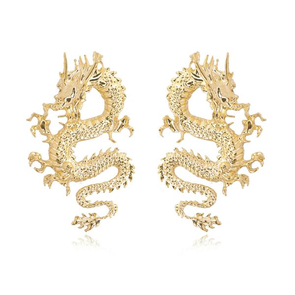 

fashion trend dangle chandeliers earrings for women men exaggerated personalized cool dragon drop earings pierced ear jewelry unisex, Silver