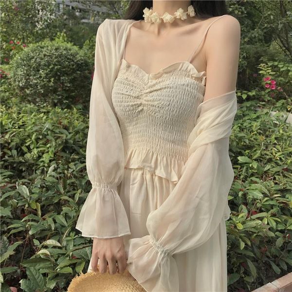 

women's knits & tees sun protection clothing summer thin sling dress outerwear cover-up short shawl chiffon cardigan coat, White