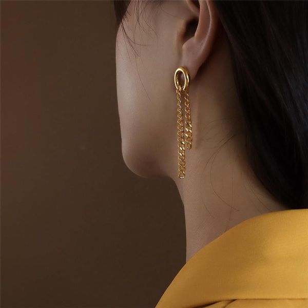

stud european style large round earrings for women punk gothic gold color stainless steel eardrop hip hop jewelry party gift, Golden;silver