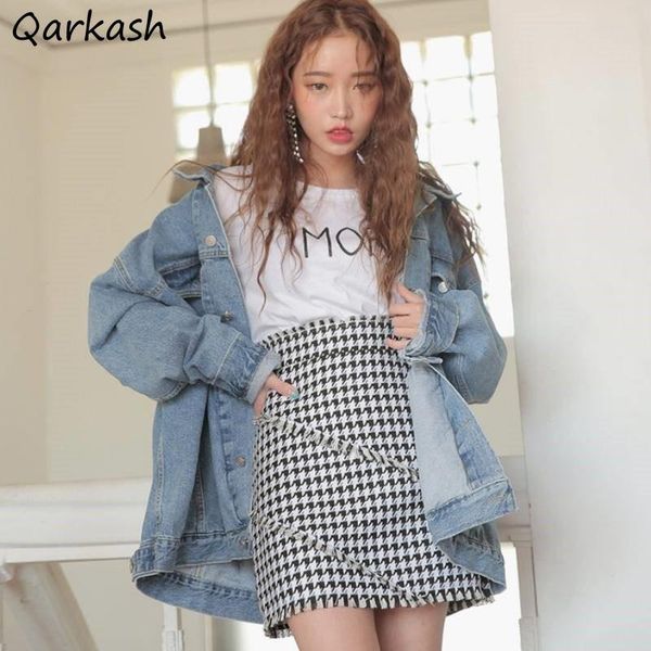 

jackets women chic spring arrival outwear solid elegant ladies streetwear denim ulzzang trendy all-match daily 2021 harajuku women's, Black;brown