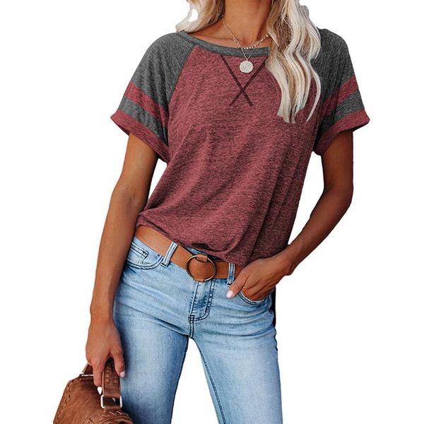 

summer t shirt raglan sleeves tshirt women casual loose o neck tee shirts female short sleeve lady tees women's t-shirt, White