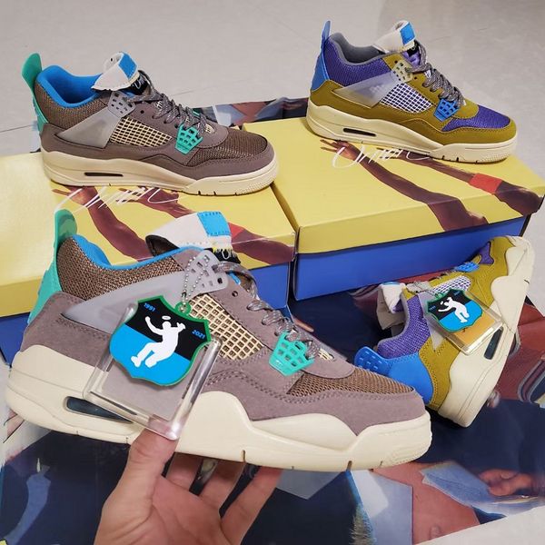 

2021 union x 4 mens basketball shoes 30th anniversary 4s men women trainers sports sneakers desert moss turquoise blue dark iris taupe haze