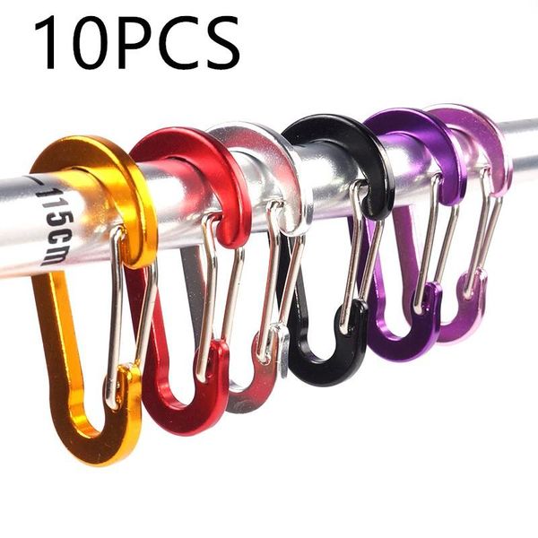 

1pcs/10pcs carabiners aluminum alloy d carabiner spring snap clip hooks keychain climbing clips for keys camping tools cords, slings and web