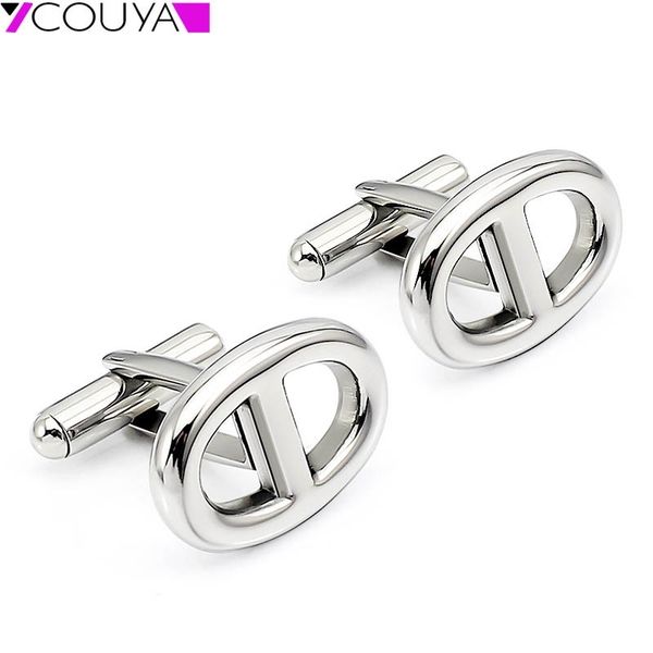 

oval 8 shape h stainless steel cufflinks silver color mens jewelry for business sports cuff links mens gifts 201106