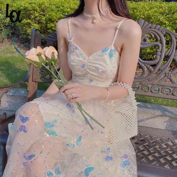 

sweet spring summer women fashion lace embroidery butterflies decor party dresses casual street boho vestido midi 210519, Black;gray