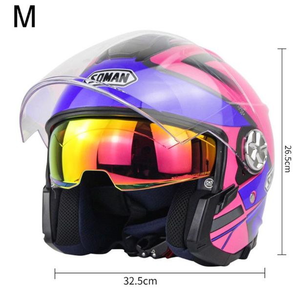 

cycling caps & masks soman motorcycle helmet 3/4 half men and women four seasons covered double lens electric, Black