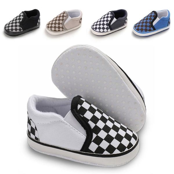

first walkers baby boy shoes girl born toddler sneaker casual canvas gingham soft cotton sole light weight infant crib