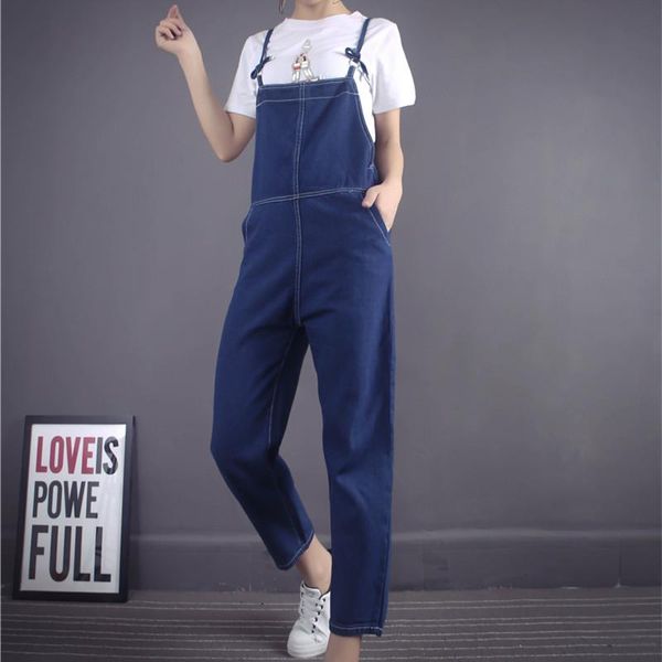 

women's jeans women jumpsuits denim overalls ankle-length pants, Blue