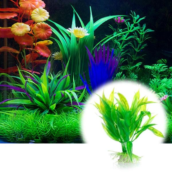 

fish tank aquarium decor green artificial plastic water grass plant ornament decorations