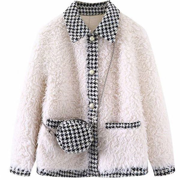 

1020 Autumn Brand Same Style Coat Button Lapel Neck Fashion Womens Clothes Plaid Apricot S M  Changji, Black;brown