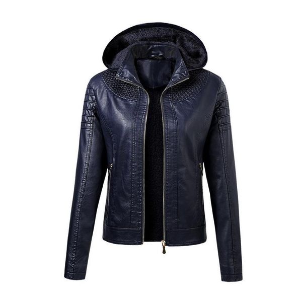 

women's jackets women hooded pu leather coffee black winter warm outerwear motorcycle coats fashion faux jacket hoodies 2021, Black;brown