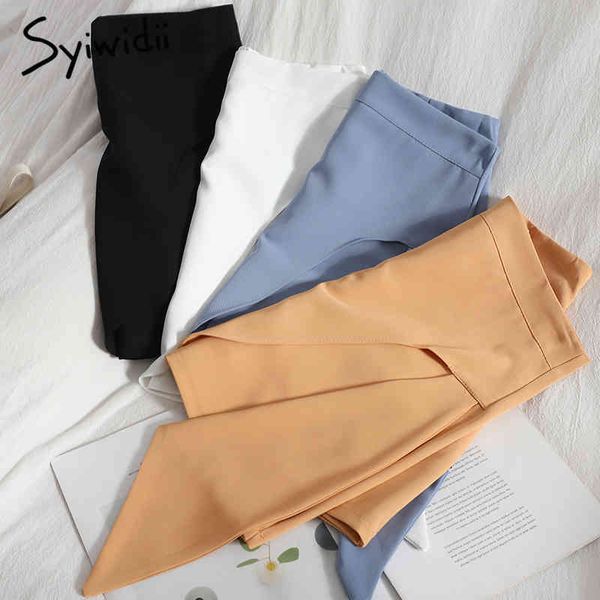 

syiwidii irregular high waist blue mini skirts women zipper a-line unicolor white black clothing summer korean fashion new 210417