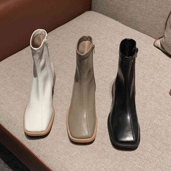 

boots fall winter shoes for the woman thick heels side zipper boots elegant wedding night club women's ankle wekk, Black