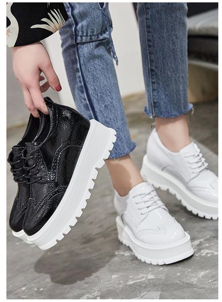 

platform shoes british autumn with high heels dress, Black