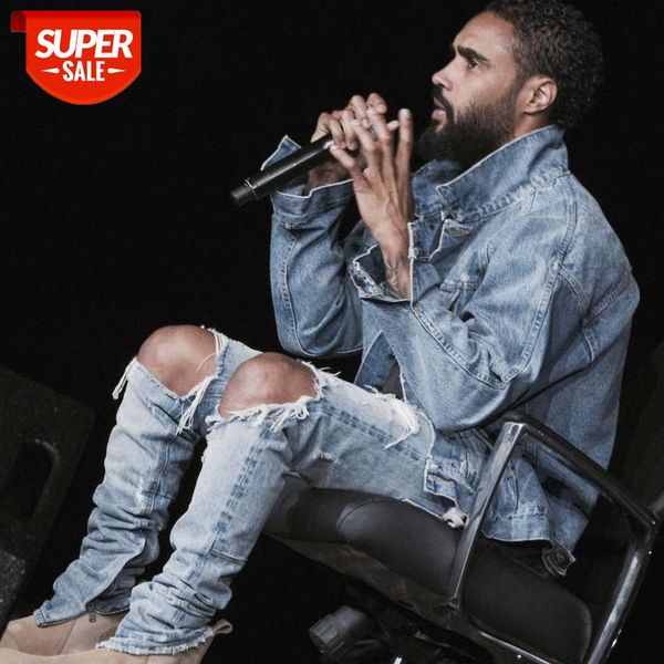 

flowing knife cuts holes and ragged beggar pants, men's women's pants #nd66, Black