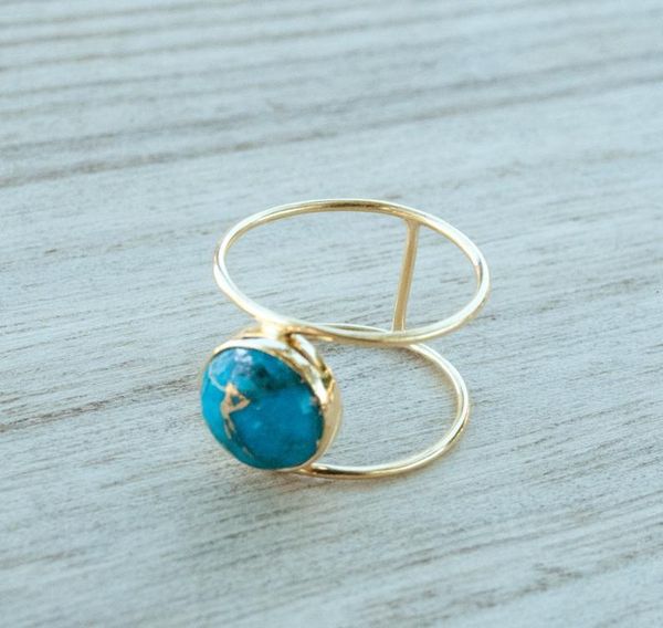 

ms. weixu's plated 18k exaggerated round large turquoise ring, Silver