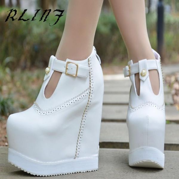 

boots rlinf super high heel wedge with raised base 15cm shoes bare, Black