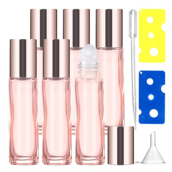 

storage bottles & jars 6pcs essential oil roller sets 10ml empty glass roll on with key openers for perfume