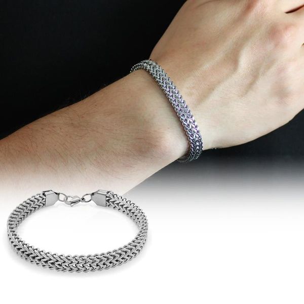 

bangle tesbihane double row silver color steel male spiga bracelet, Black