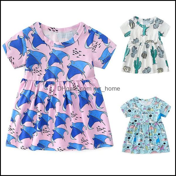 Mädchen Kleider Baby Kinder Kleidung Baby, Umstandskleidung Cartoon Regenbogen Kaktus Print Kleid Kinder Prinzessin Sommer Boutique Mode Kore