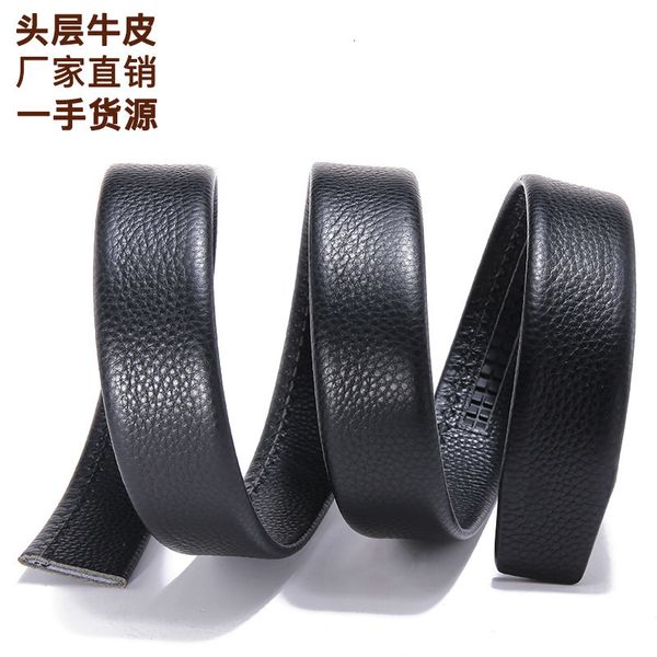 

durable fashion the felt men's double-sided cattle belt strap, headless pure cow leather, automatic buckle, real body, Black;brown