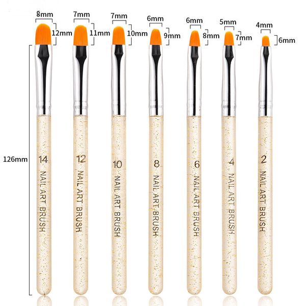 

7pcs professional manicure uv gel brush pen transparent acrylic nail art painting drawing brushes ptherapy tools salon, Yellow