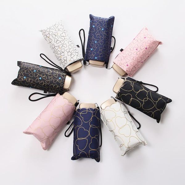 

umbrellas love portable mini folding umbrella black coated uv protection creative parasol lady