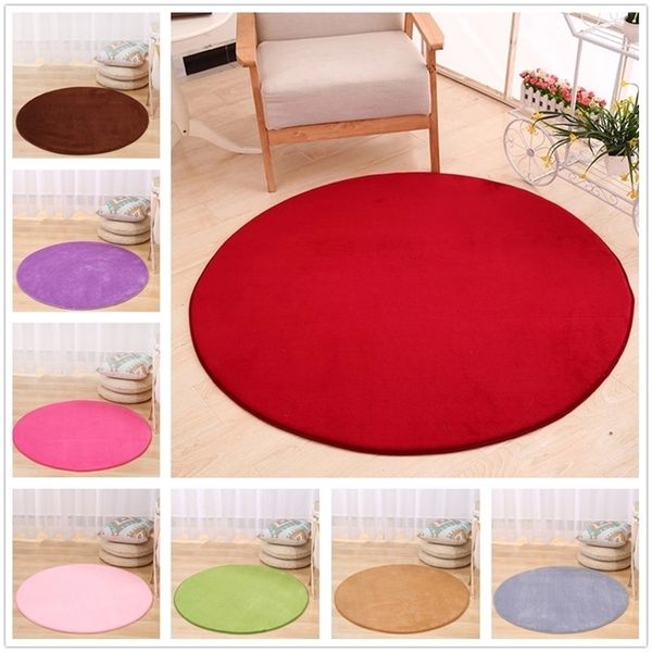 Rodada Tapetes Sólidos Sala de estar Área Rug Memory Foam Ioga Cadeira de Praia Esteira Quarto Tapetes Caçador Floormat Verde / Vermelho / Cinza 100cm 220301