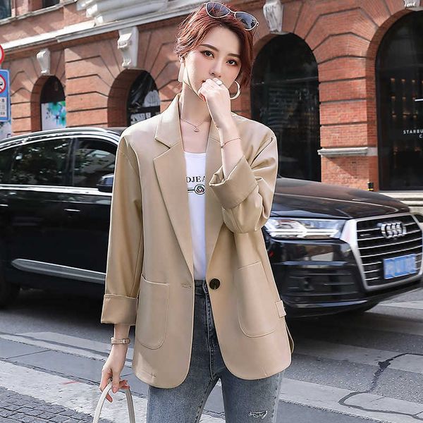 

women's suit jacket autumn and winter clothes fashion loose big pocket mid-length ladies blazer trendy 210527, White;black
