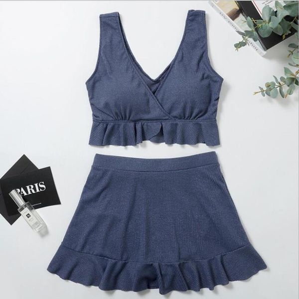 

women solid two pieces bikini tankinis set swimwear bathing suit summer swimsuit swimming beachwear biquinis suits one-piece