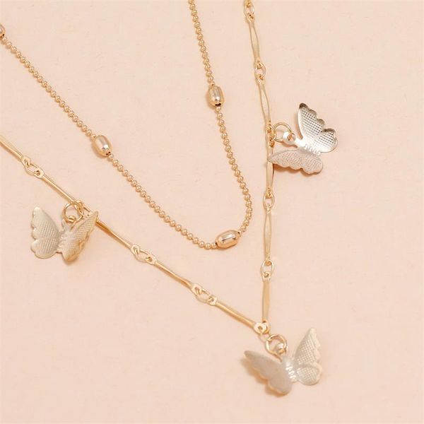 

bamboo chain neckchain butterfly pendant necklace, Silver
