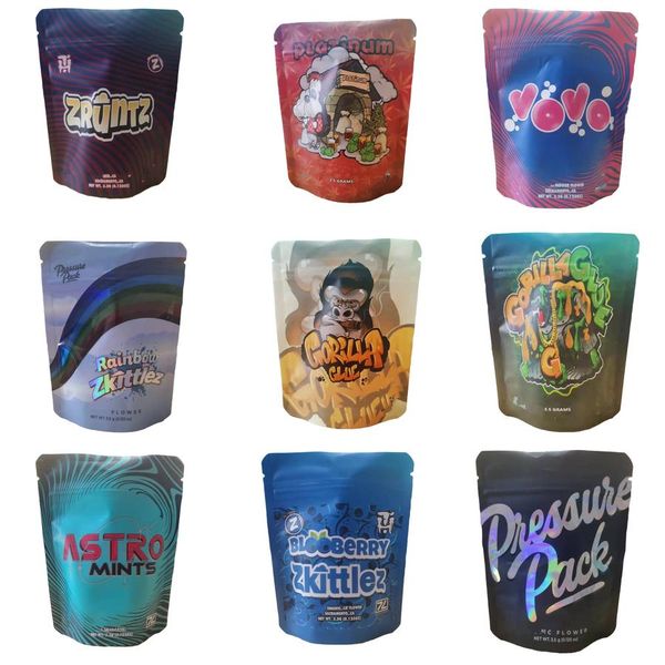 

mylar bags 3.5g 3.5 grams platinum rainbow zkittlez gorilla glue edibles packaging zruntz vovo flower piessuie pack black astro mints jllbip