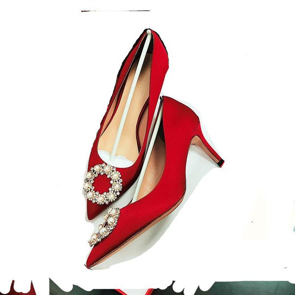 

red wedding shoes 2021 bride women's high banquet heels dress, Black