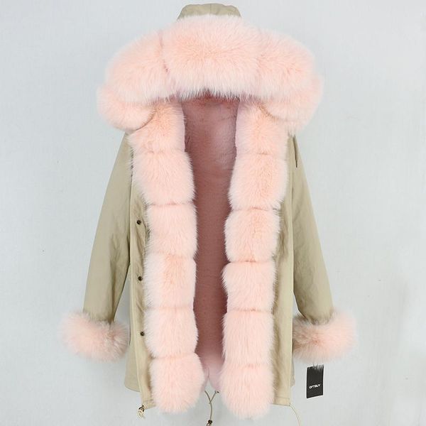 

women's fur & faux winter jacket women brand 2021 real coat long parka big natural thick warm outerwear streetwear detachable parkas, Black