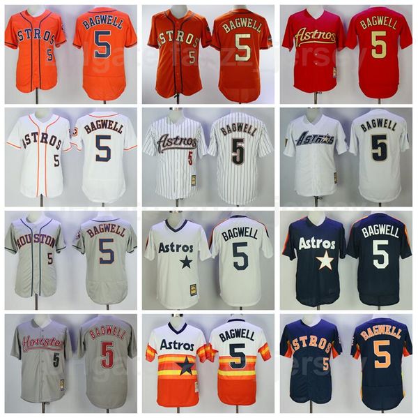 

men baseball vintage 5 jeff bagwell jersey retire all stitched pullover pinstripe cooperstown navy blue orange white grey flexbase cool base, Blue;black
