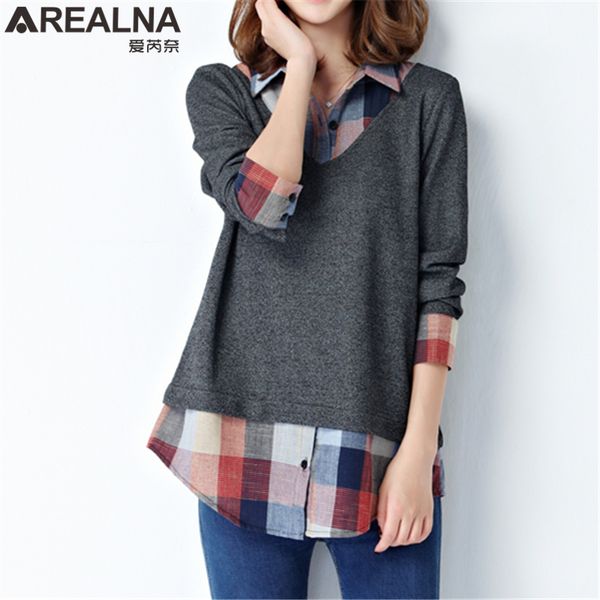 

tunic womens plus size clothes long sleeve fashion woman blouses 2021 kimono lady blouse shirt women plaid patchwork collar top, White